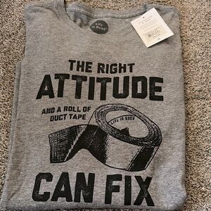 Life Is Good Gray Attitude Tee with Duct Tape Graphic New with Tag